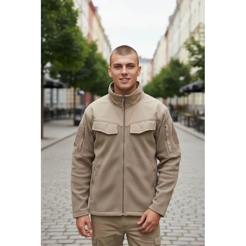 Jandarma Bej Renk Omuz Desenli Polar