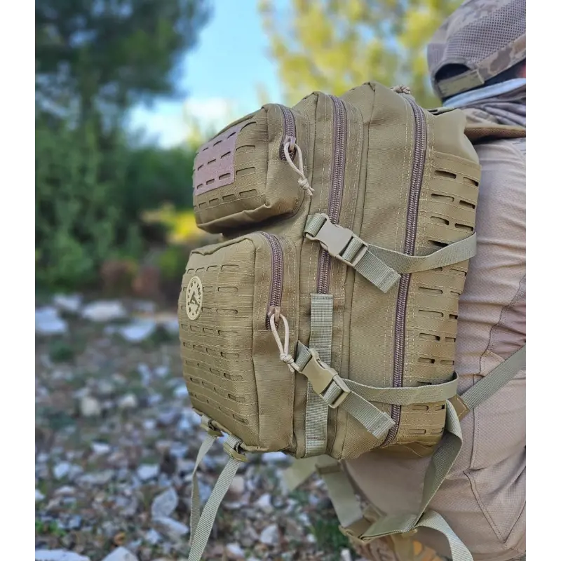 METAM Lazer Kesim 45 Litre Çöl Rengi Bej Sırt Çantası, Taktik Çanta